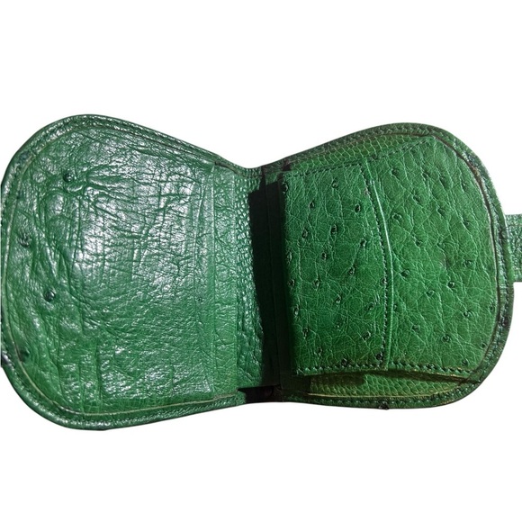 Genuine Ostrich Leather Bifold Wallet – Stunning Green, Pristine Condition! - Picture 5 of 10